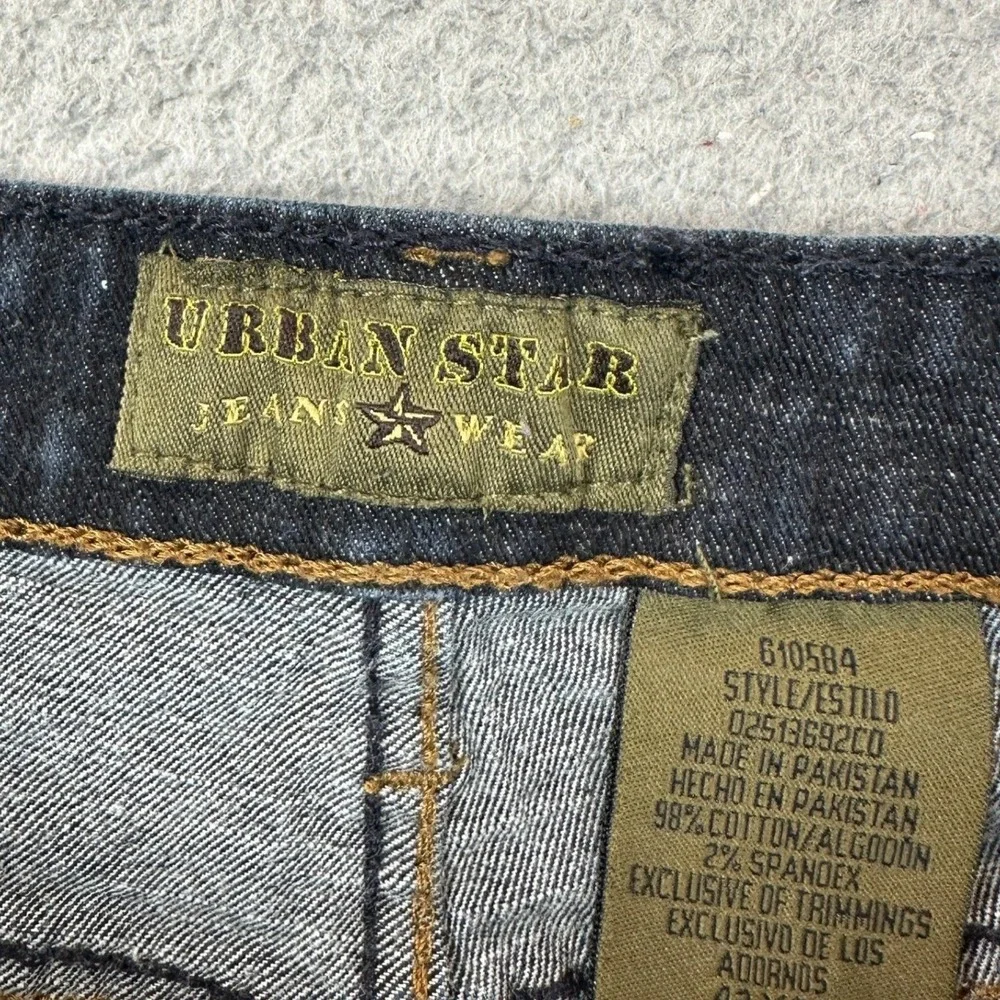 Urban Star Jeans Mens 42X30 Blue Straight Leg Distressed Stretch 5-Pocket Denim